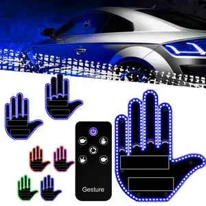 Skyly Wireless control of LED Car Gesture Light with Remote Control, Recyclable & Rechargeable, Fun Rear Window Sign,Calming Road Rage, Ambient Lighting Kit,3 Modes Adjustable Finger Lights. Car Ornament