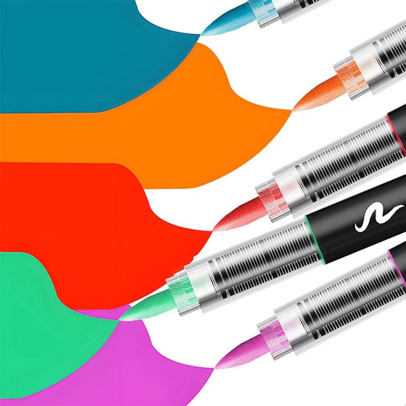 Acrylic Paint Markers Brush Tip & Dual Tip | Set of 12 & 24 Premium Acrylic Paint Pens for Canvas, Rock Painting, Glass, Wood, Ceramic Surfaces, DIY Crafts