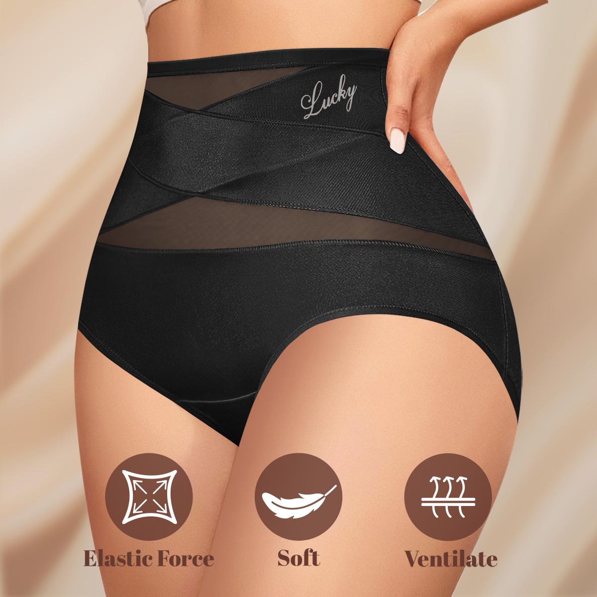 【Pluz Size】Morelect 5 Pcs High Waisted Underwear for Women Tummy Control, Lightweight Panties with Lucky Charm, Breathable Mesh Panel Briefs, Comfy Invisible All Day Undies SpringStatements