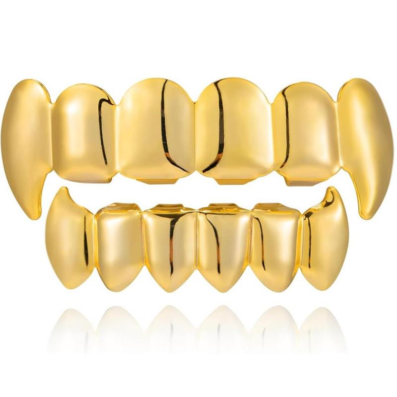 2026 New Arrivals & Fresh Design | 2 Piece Top & Bottom Set for Rappers and Cosplayers - Cubic Zirconia Teeth Grills Punk Tooth Caps Cosplay Rapper Jewelry Glittering Hip Hop Cubic Zirconia Teeth Grills - Oral Accessory