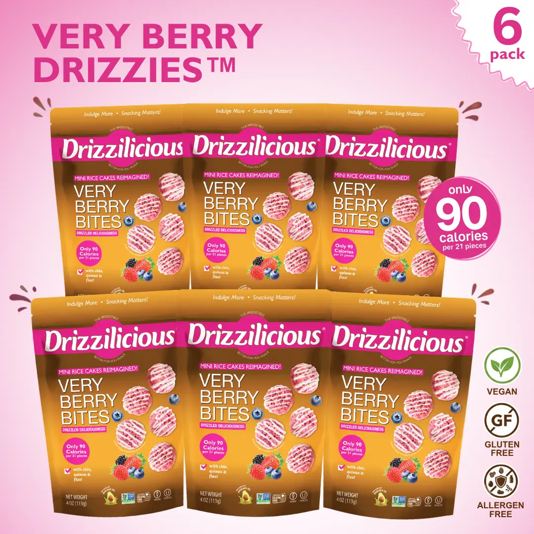 6 Pack - Drizzilicious Very Berry Sweet Mini Rice Cakes 4 oz