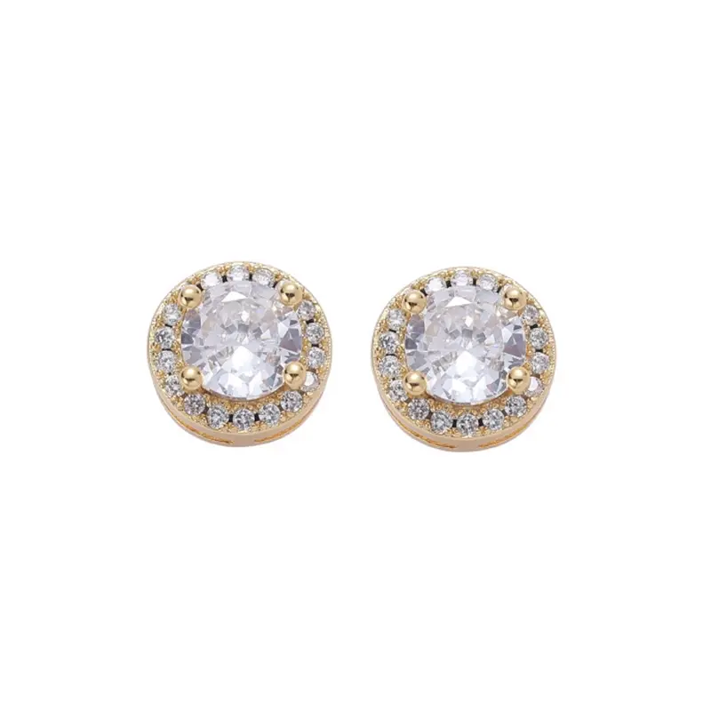 Unisex Silver-Plated Elegant Shiny Diamond Stud Earrings, 2026 New Year Gift, Party Fashion Costume Jewelry