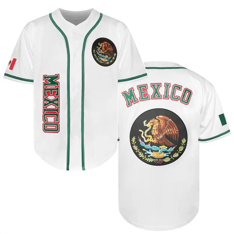 Men's Flag Button-Style Mexican Pride Baseball Jersey - Eagle, Virgen de Guadalupe Inspired, Día de la Independencia Edition, 2XL Authentic Vintage Breathable Quick-Dry Sports Uniform, Baseball Party & Holiday Gift