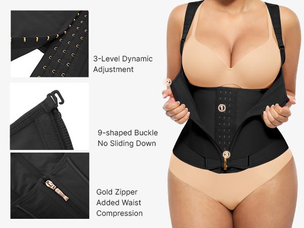 Feelingirl FeelVibe Waist Trainer for Women Latex Waist Trainers Vest Adjustable Wide Straps