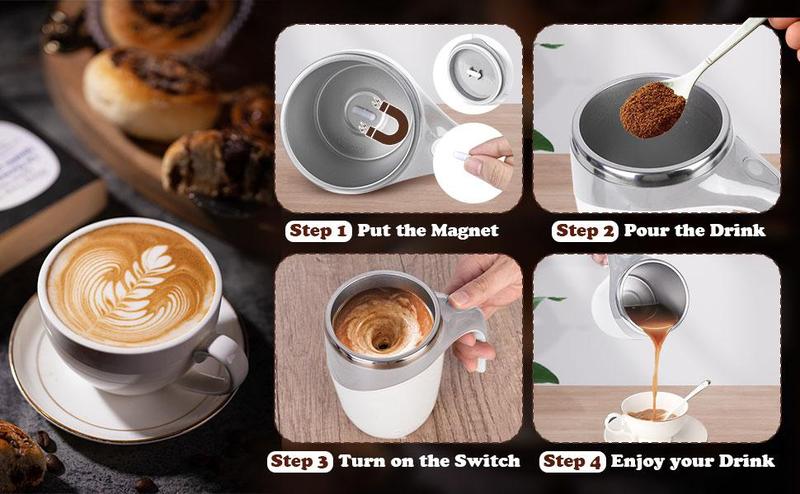 Zorara Self Stirring Coffee Mug, Automatic Magnetic Stirring Coffee Mug, USB Rechargeable Mixing Cup, Electric Self Mixing Mug, Rechargeable Stirring Cup, Suitable For Coffee Powder, Milk, Tea, Cocoa