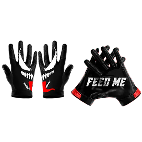 Feed Me! - Football Gloves for Youth and Adult - Ultra Grip Wide Receiver Gloves - Superior Support and Protection - Adult and Youth Sizes