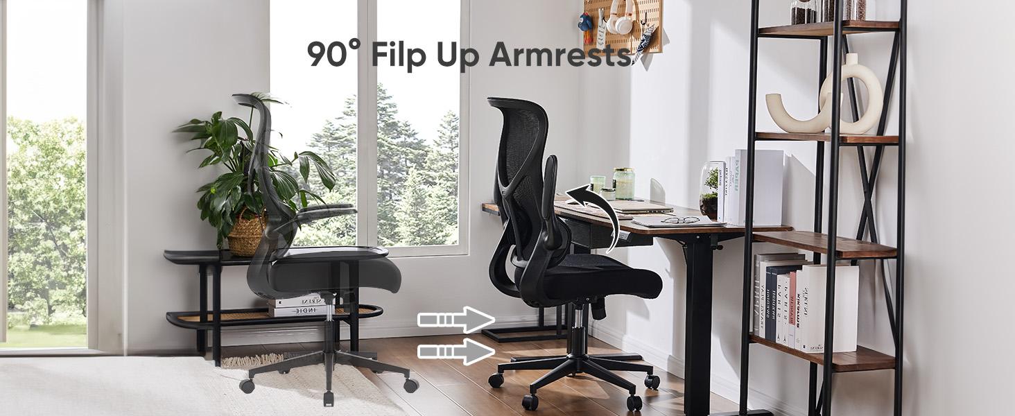SweetFurniture Office Chair,Executive Home Office Chair with Flip-up Armrests, Lumbar Support