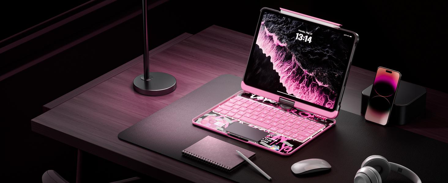 iPad Mini Case with Keyboard, 360° Rotating Design, 7-Color Backlit Keys, USB Rechargeable and Detachable Drawer Pencil Holder iPad Mini Case with Keyboard, 360° Rotating Design, 7-Color Backlit Keys, USB Rechargeable and Detachable Drawer Pencil Holder