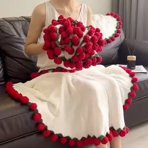 【Mother's Day】Rose hand-woven blanket, pure handmade blanket, can be turned into a bouquet of roses blanket,a gift for the object, mother, elders, a special gift
