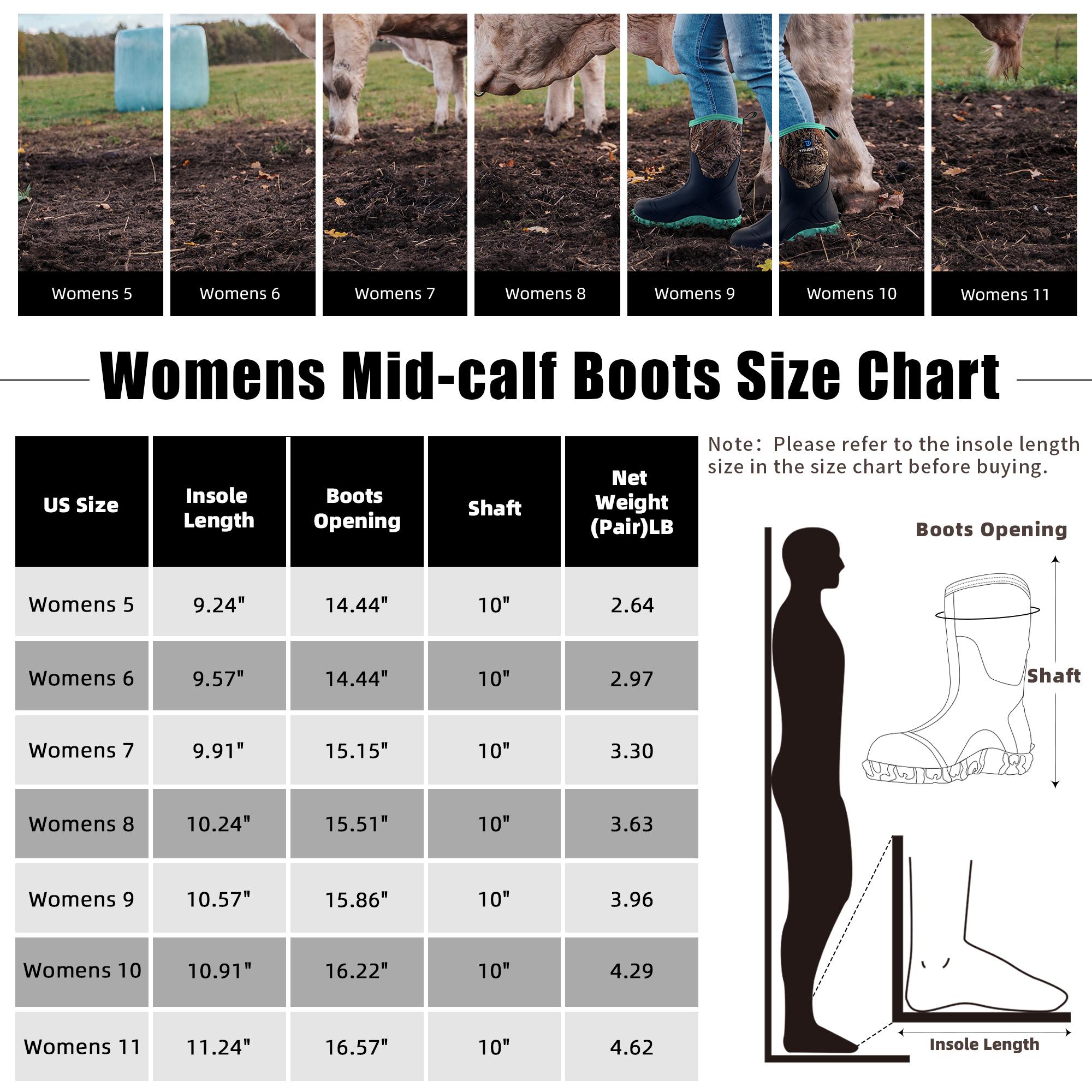Trudave All-Season Waterproof Rubber Boots for Women Mid-Calf Rain & Hunting Boots with Steel Shank Insulated & Anti-Slip Sole Black Size 5-11 Comfortable Footwear Girl Trudave All-Season Waterproof Rubber Boots for Women Mid-Calf Rain & Hunting Boots with Steel Shank Insulated & Anti-Slip Sole Black Size 5-11 Comfortable Footwear Girl