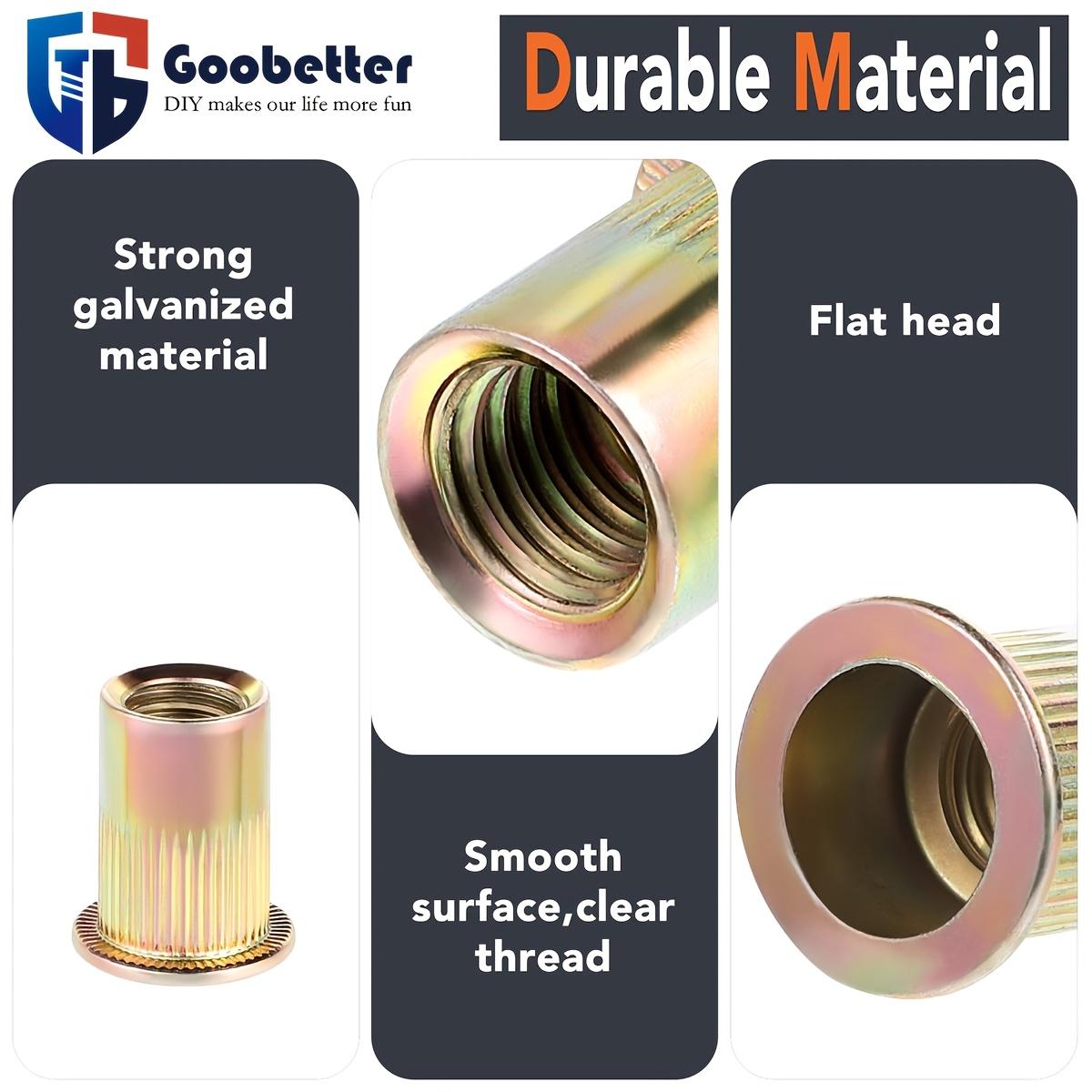 Rivet Nut Tool Kit, 16-Inch Rivnut Tool with 15 Metric & SAE Mandrels and Rivet Nut Gun, 200pcs Rivnut Tool Kit Assortment, Nutsert Tool Kit with Carrying Case