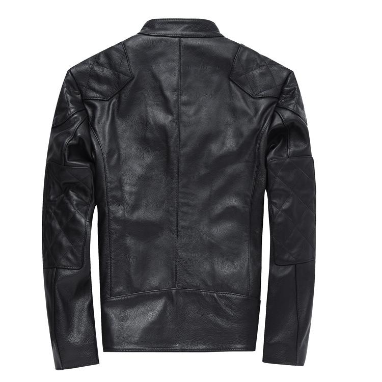 Stand-up collar leather leather jacket