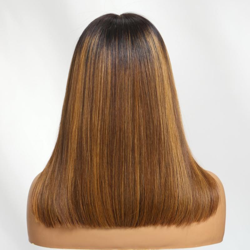 UNice Glueless Piano Highlights Brown Straight Bob Wig with Dark Roots Pre Cut 7x5 HD Lace Closure Human Hair Wigs with Invisible Knots Ready and Go Short Bob Wig for Women Beginners Friendly #TikTokShopHolidayHaul