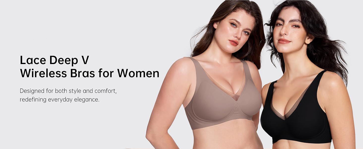 OEAK Deep V Mesh Wireless Bras for Women No Underwear Seamless Push Up Comfortable Tshirt Bralettes Everyday Bra OEAK Deep V Mesh Wireless Bras for Women No Underwear Seamless Push Up Comfortable Tshirt Bralettes Everyday Bra