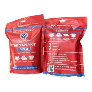 At Ease Baby Emergency Change Kit Travel Pouch Essential for Parents on the Go with 2 Ultra Absorbent Diapers 10 Hypoallergenic Wipes & 100% Cotton Onesie
