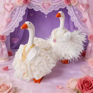 7 Inch Desk Goose Royal Dress Set, 2 Set Sweet Elegant Princess Dress with Tiara & Necklaces,  Magnetic Desk Goose Keyholder Outfit for Valentine’s & Spring Desk Decor Gift,Perfect Birthday Gift