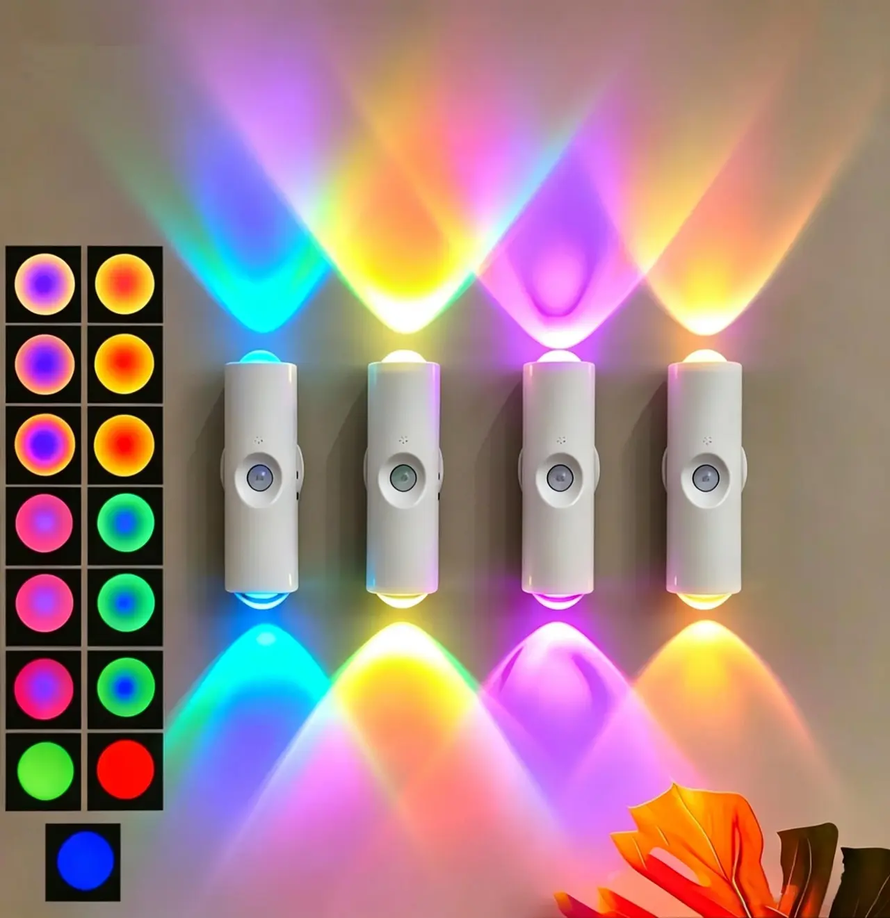 Rechargeable RGB Smart Motion Sensor Night Light - Wireless Magnetic Wall Lamp, Indoor LED Ambient Lighting Home Accessory for Bedroom, Hallway Decor
