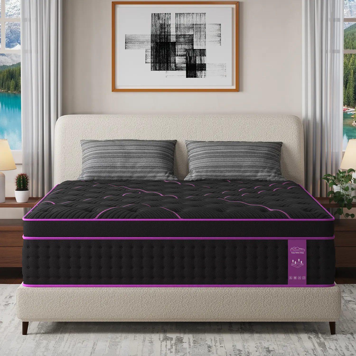 12"14" Gel Memory Foam Hybrid Pocket Spring Twin Full Queen King Mattress In A Box, Euro Top Mattresses Medium Firm For Motion Isolation, Edge Support