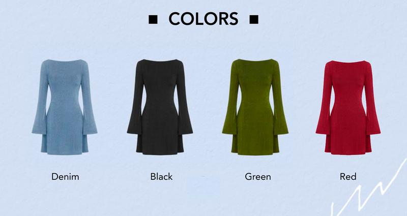 Cider Boat Neck Solid Backless Mini Dress