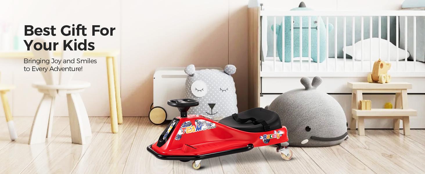 [Live] Sophia & William 24V Electric Wiggle & Drift 2-in-1 Go Kart with Light-Up Rear Wheels, 9.3 MPH Drifting Kids Ride On Car,  Ages 3+, with Slow Start, Flashing Wheels, Front Lights, Bluetooth Music, and Safety Harness, Gift for Boys & Girls