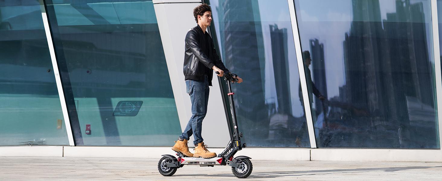 【Adventure Sport】Electric Scooter, 330LBS Max Load, 34/39 Miles Max Range, 28/32 Mph Top Speed, 1000W Powerful Motor, 10'' Off-Road Tires Scooter Electric with APP-Large Size(Sliver)