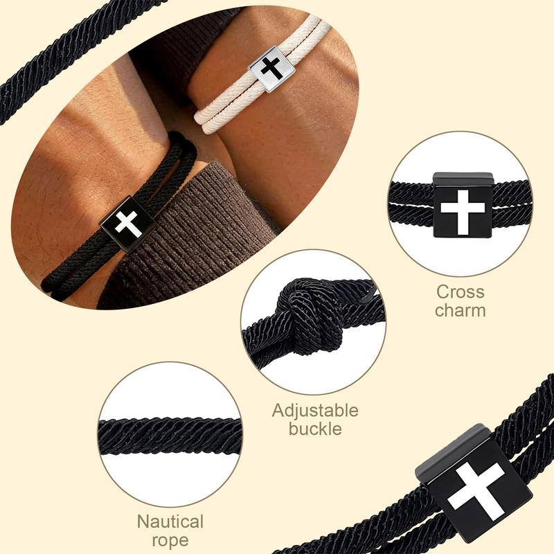 SGGUI 2PCS Adjustable Rope Braided Cross Bracelet,Braided Christian Bracelet for Men Women Teen Girls Fashion Jesus Bracelets Christian Baptism Gift, Valentine Gift SGGUI 2PCS Adjustable Rope Braided Cross Bracelet,Braided Christian Bracelet for Men Women Teen Girls Fashion Jesus Bracelets Christian Baptism Gift, Valentine Gift