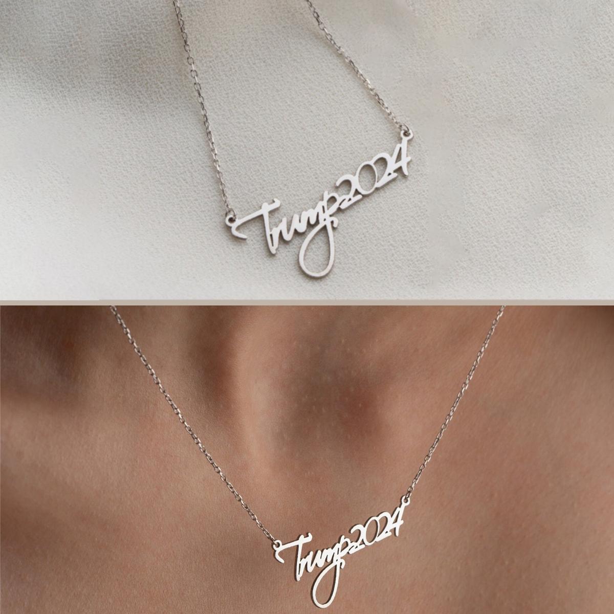 TRUMP 2024 Necklace, 304 Stainless Steel Letters, Great Gift for Yourself, Friends, Family or Donor.