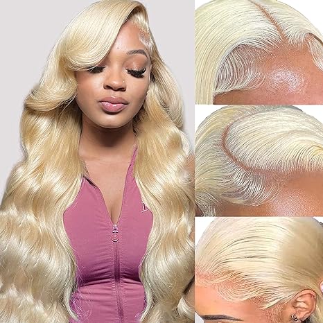 Hot Star 613 Body Wave 13x6 Lace Front Wig Human Hair Straight Blonde HD Transparent Lace Frontal Wig for Women Pre Plucked with Baby Hair 180% Density