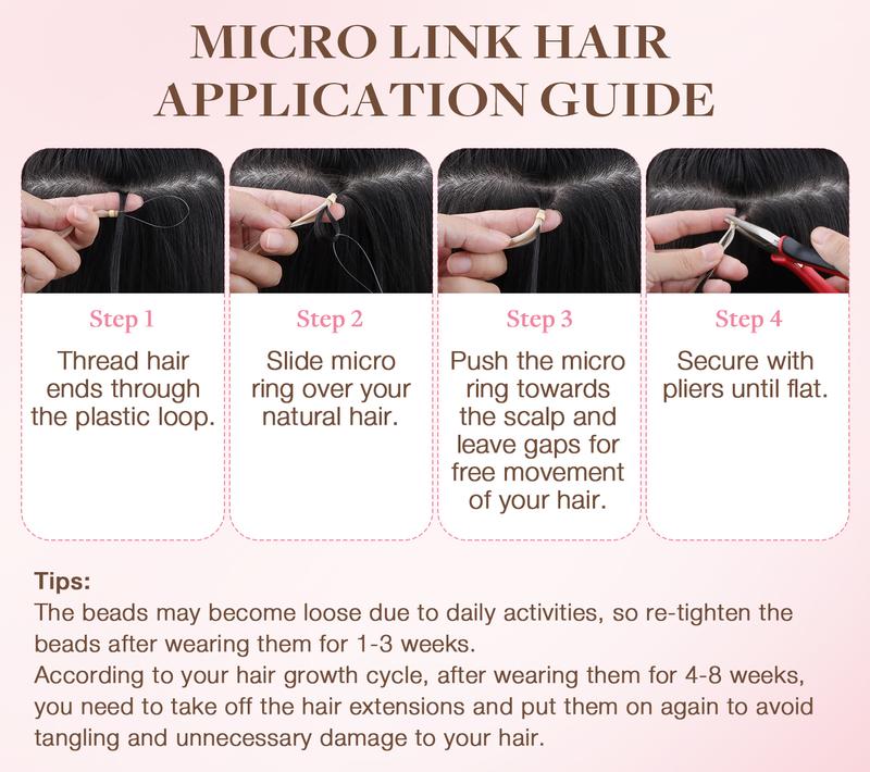 GOO GOO Micro Link Hair Extensions Real Human Hair 14-24Inch 50g-50s/30g-25s, Cold Fusion, Invisible Remy, Micro Loop Micro Ring Hair Extensions Silky Straight Hair Extensions