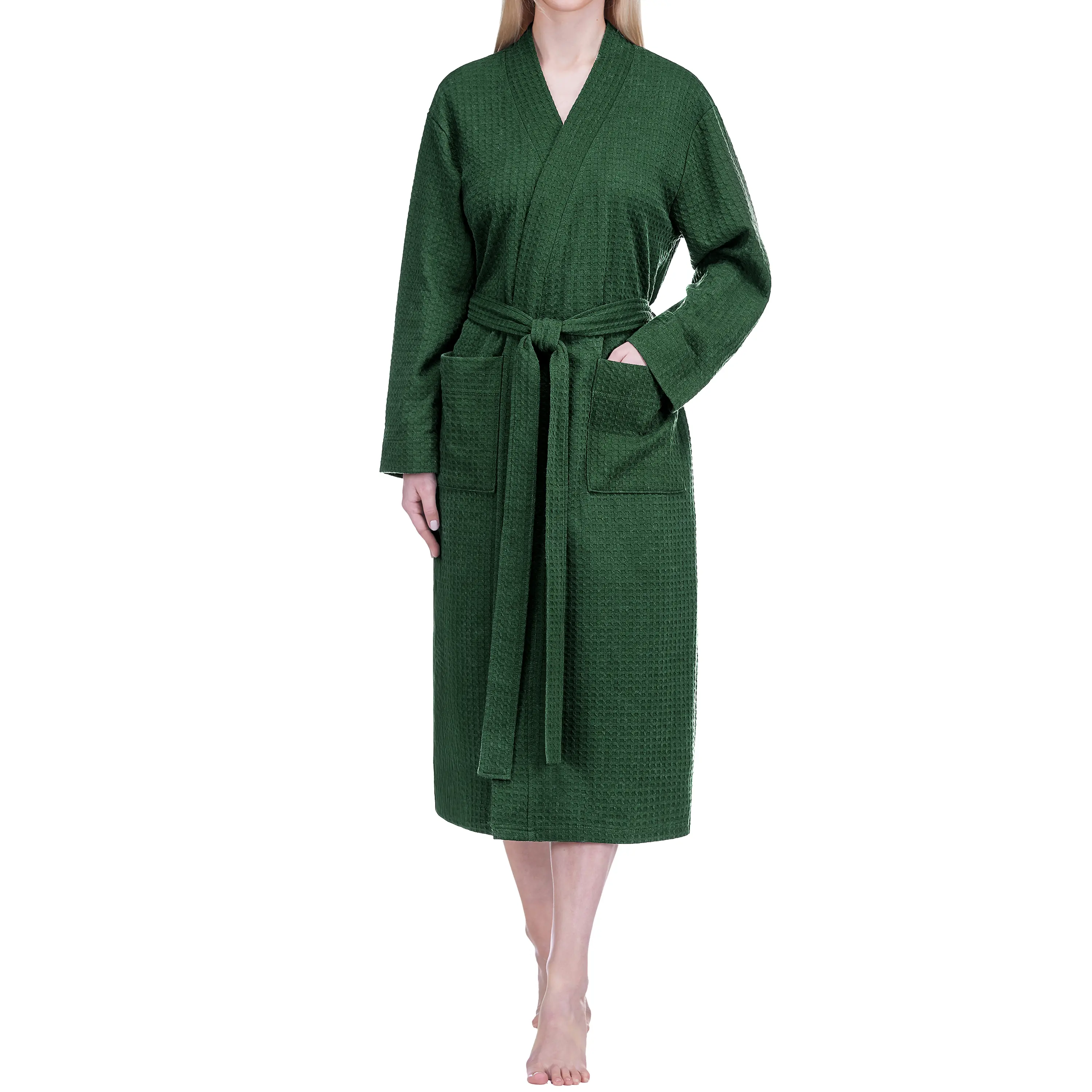 PAVILIA Women Waffle Knit Kimono Robe, Soft Cozy Breathable Lightweight Bathrobe with Side Pockets, Shower Spa House Long Robe for Women Everyday