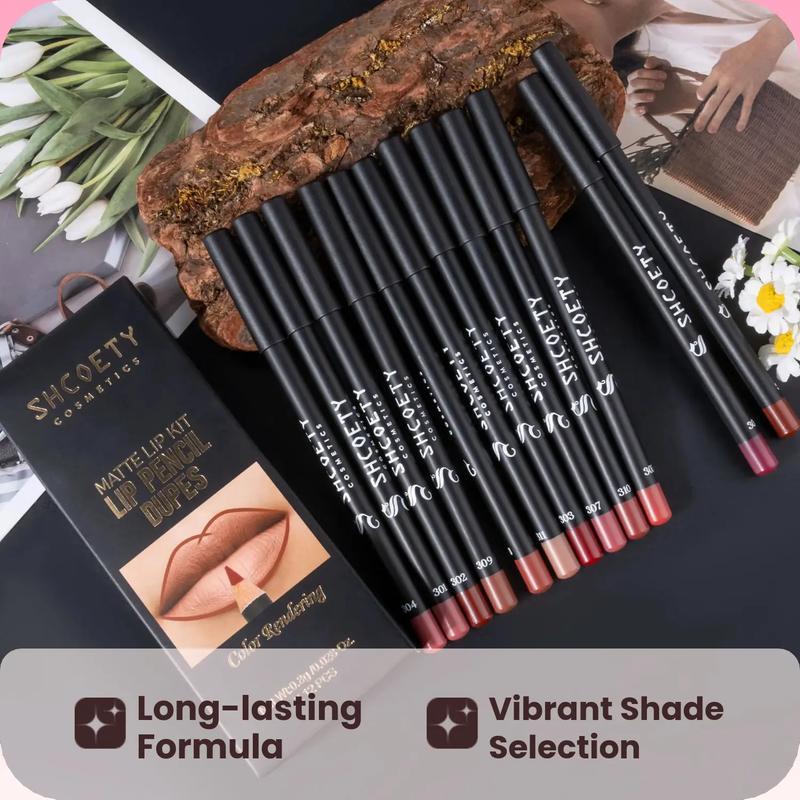 Lip Liner Set Matte Finish All-Day Wear Lip Crayon with Durable Pigment Great Mother's Day Gift for Mom Women Makeup Lovers 12pcs/Box