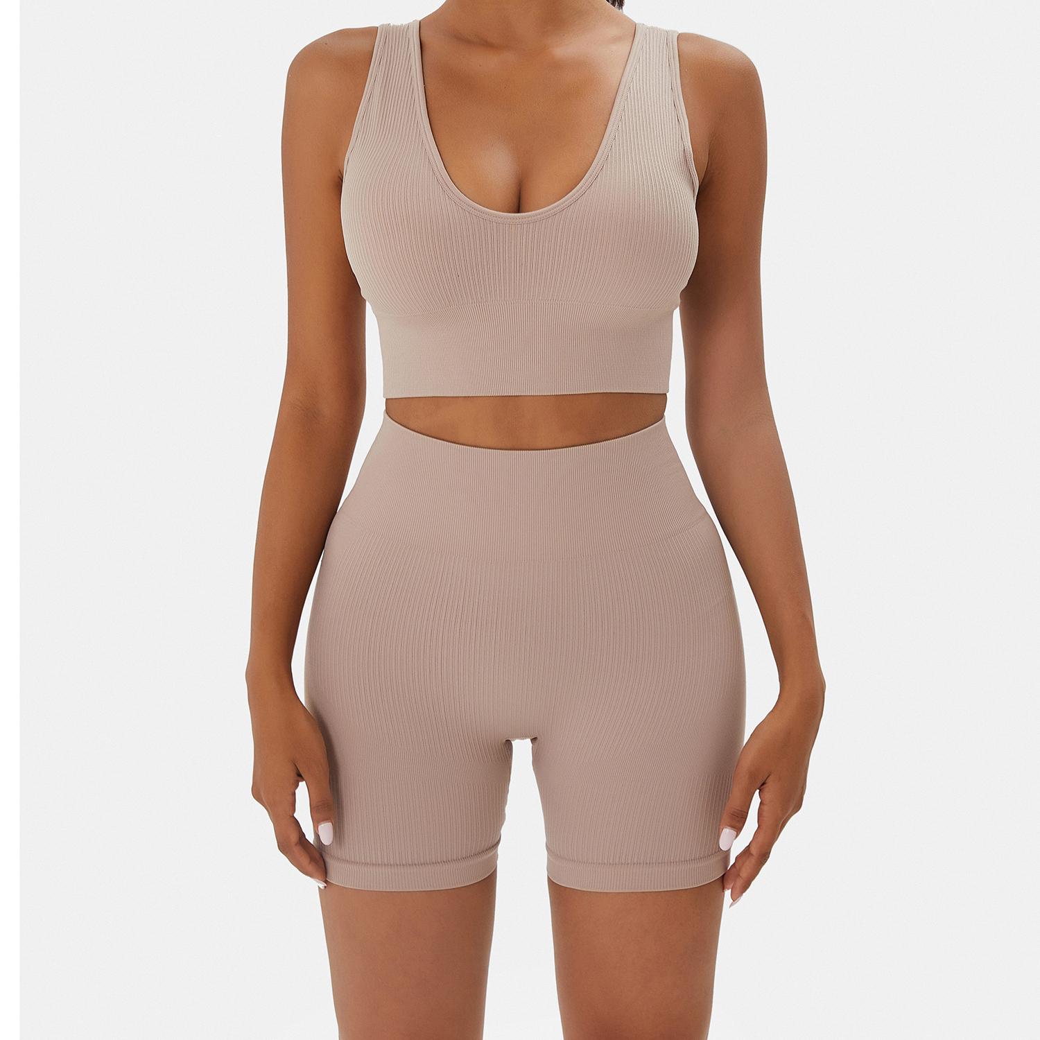 Solid Seamless Crop Sports Top & High Waist Shorts Set Workout Gym Yoga Snatched Body Sports Outfits Clothing for Women Tummy Control Hip Lift Solid Seamless Crop Sports Top & High Waist Shorts Set Workout Gym Yoga Snatched Body Sports Outfits Clothing for Women Tummy Control Hip Lift