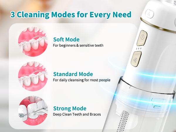 Hibbent Portable Cordless Water Flosser, Mini Oral Irrigator with 3 Modes & 4 Jet Tips, IPX7 Waterproof Rechargeable Travel Electric Dental Flosser for Braces Care, Sensitive Teeth, Orthodontic