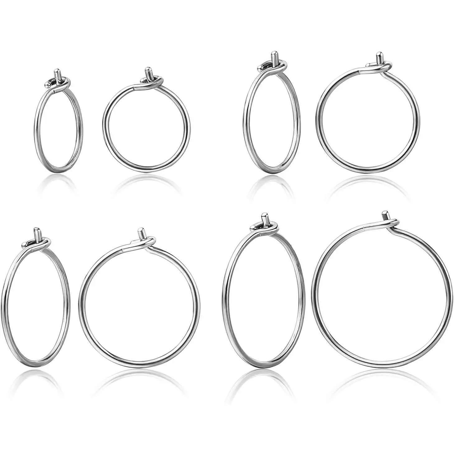 4 Pairs G23 Pure Titanium Huggie Hoop Earrings - 8-14mm Tiny Wire, F136 Implant Grade, Anti-Oxidant, Hypoallergenic for Sensitive Ears (Female, Male, Unisex), Colorfast, Ideal for Casual Wear, Gift for Anniversary/Birthday, Maintains Shine