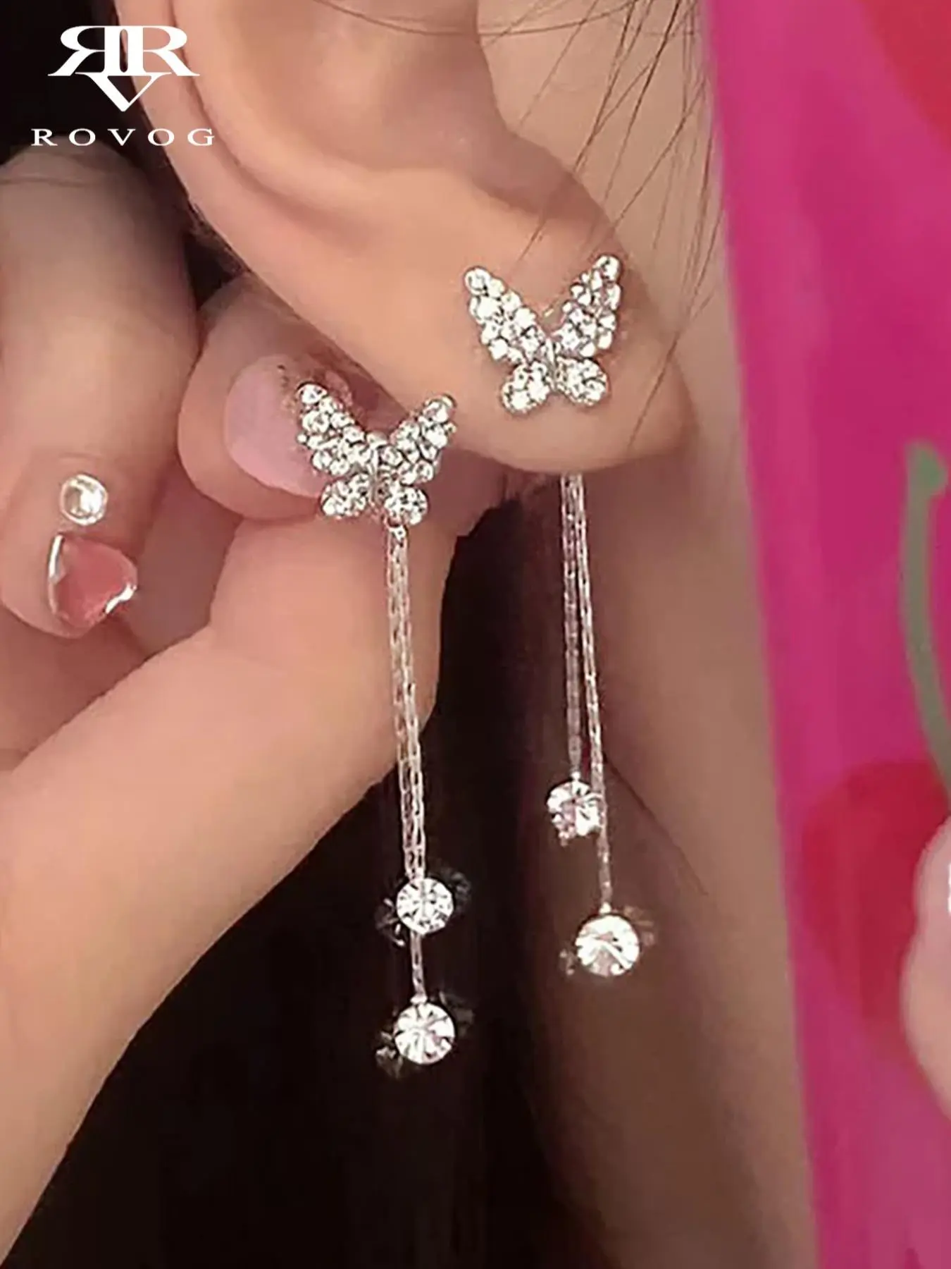 Butterfly Design Dangle Earrings, Fashionable Rhinestone Decor Earrings for Women, Elegant All-match Fashion Accessories for Daily Wear, Jewelry Accessories, Trendy Fashionable Accessories