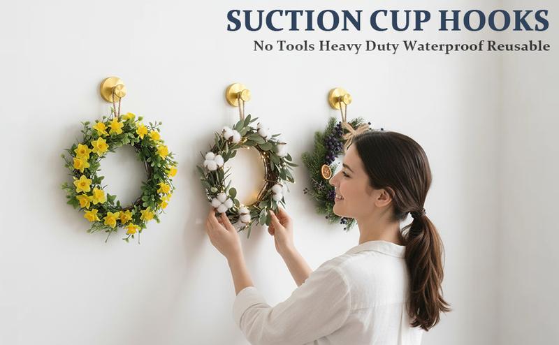 2 Packs Vacuum Suction Cup Hooks christmas gif  Gadgets Kitchen home essentials Drill Free Stainless Steel Suction Hooks bathroom accessories Waterproof Reuseable for Shower Bathroom Towel Hooks Shower Hooks Holders Shower Hooks Hanging Towels Loofah Robe