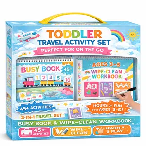 Toddler Travel Activity Set | Screen Free Kids Busy Book Airplane Car | Learning Toys 3-5 Year Old