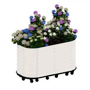 Garvee 59x24x28 in Galvanized Raised Garden Bed with Wheels & Water Reservoir – Durable Outdoor Planter Box, Elevated Raised Beds for Gardening, Portable Garden Box for Indoor/Outdoor Plants,White
