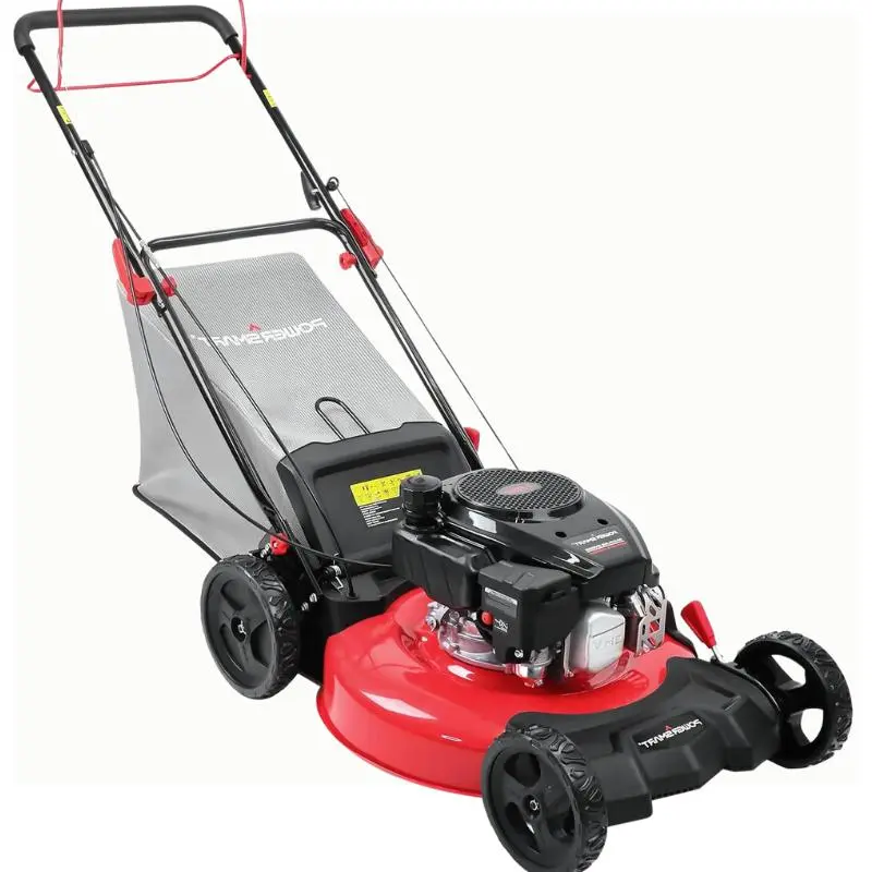 PowerSmart 21-in Gas Powered Lawn Mower (144cc/170cc, Self-Propelled) - 2-in-1/3-in-1, Heavy Duty, Foldable, Steel Deck, Large Grass Catcher, Easy Start, Quick Assembly, Adjustable Height, Safety Switch (V8621C/V8621P/V8621S), Adjustable Height Mower