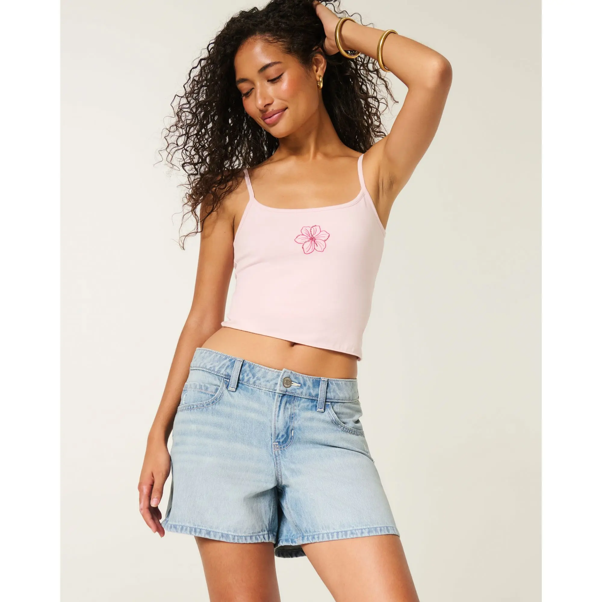 Hollister Low-Rise Distressed Baggy Jean Shorts