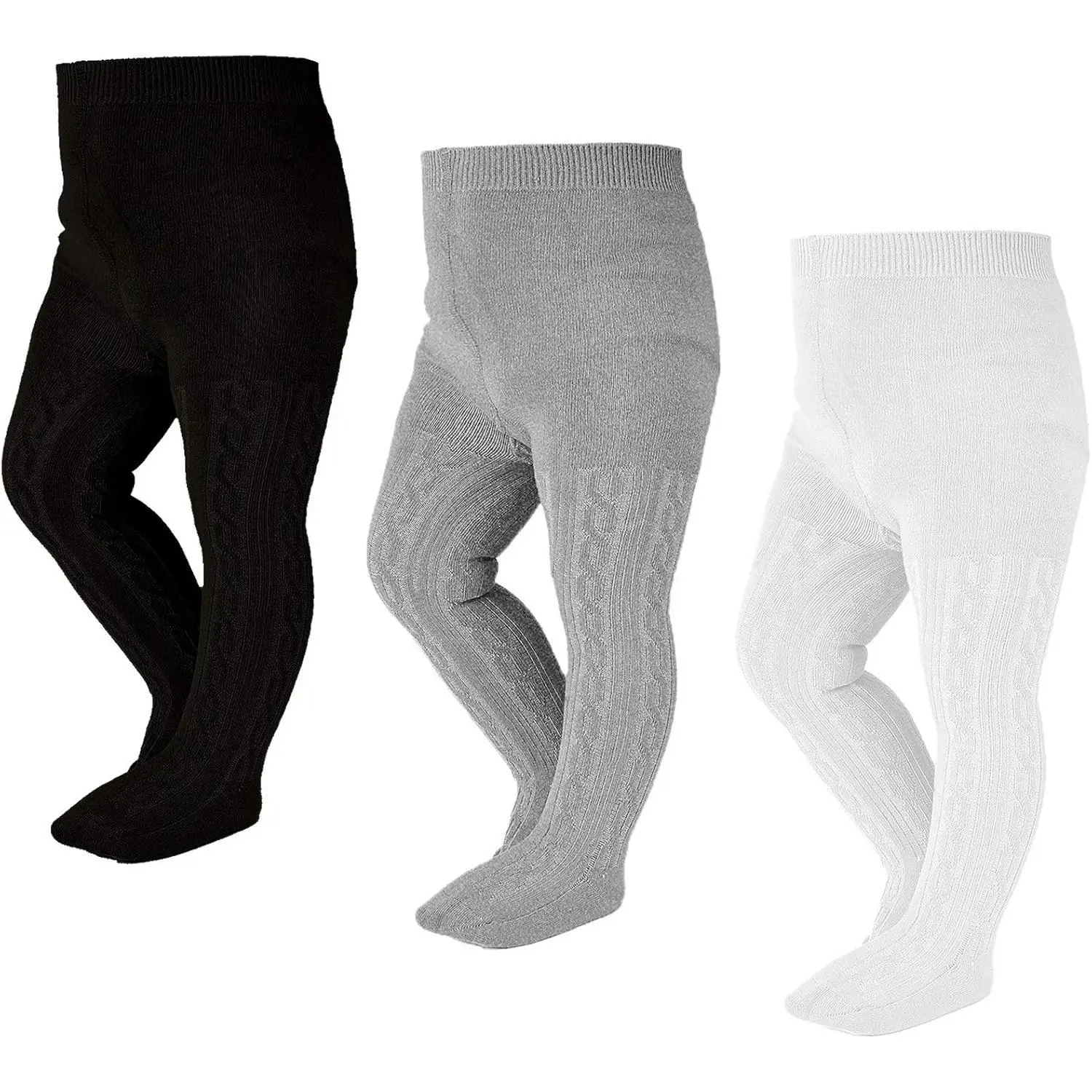 Cable Knit Cotton Tights for Baby Girls, Thick Warm Pantyhose for Newborns, Infants & Toddlers, Baby Girls Clothing 3-6 Pack, Stockings