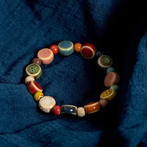 Colorful Floral Ceramic Beaded Bracelet