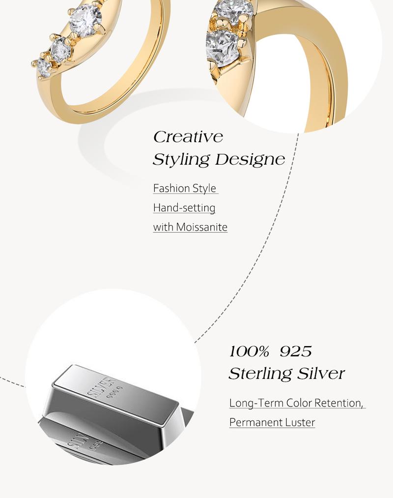 ATTAGEMS Synthetic Moissanite Wedding Band Rings for Women 925 Sterling Silver Rings Eternity Stackable Engagement Ring Anniversary Classic Band Jewelry R272