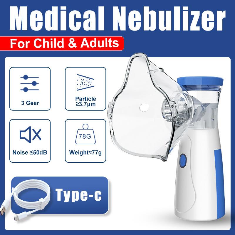Portable Handheld Nebulizer - USB Rechargeable Nebulizer for Adults and Children, Ultra-fine 3μm Mist, <30dB Quiet Asthma Relief, Suitable for Home and Travel, Quick Relief of Respiratory Problems, Ultra-Quiet (White)