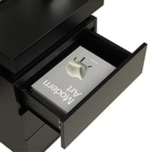 Sikaic Modern Nightstand with LED Lights & Charging Station Black 15.8"D x 17.7"W x 26.8"H Sliding Top Drawers for Bedroom & Living Room