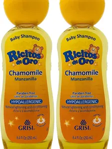 Ricitos de Oro Baby Shampoo with Chamomile – Gentle and Tear-Free Formula for Babies and Kids, Natural Lightening and Soft Conditioning Hair Care, Paraben-Free, Safe Daily Use, 8.4 fl oz, 2-Pack
