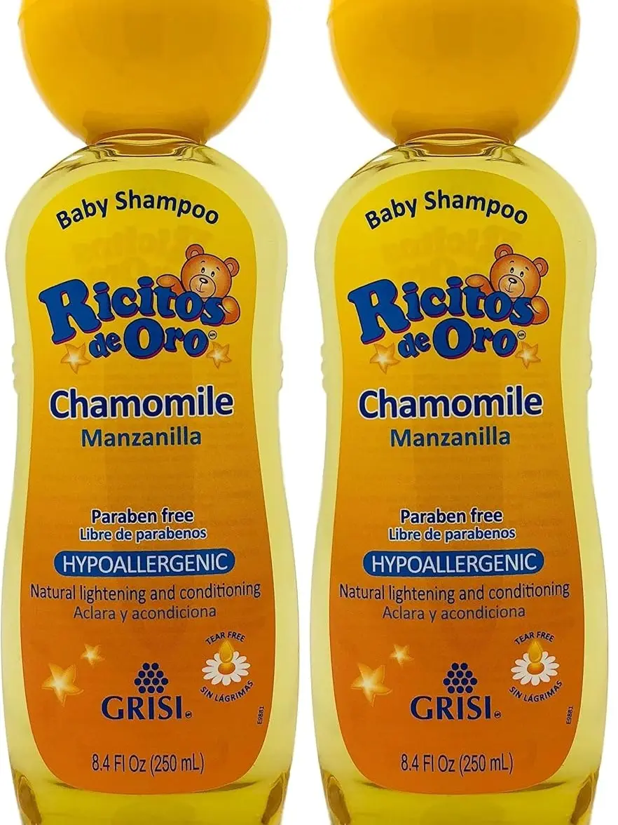Ricitos de Oro Baby Shampoo with Chamomile – Gentle and Tear-Free Formula for Babies and Kids, Natural Lightening and Soft Conditioning Hair Care, Paraben-Free, Safe Daily Use, 8.4 fl oz, 2-Pack