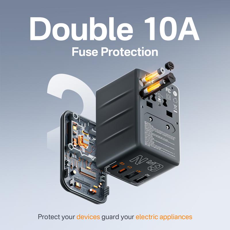 TESSAN Universal Travel Adapter 35W/65W/100W Fast Charging with 4 USB Ports & 1 Type C for US EU UK AUS Ireland(Type C/G/A/I) Plug , Portable Charger for Cellphone/Smartphone/Electronic Devices, Travel Essential