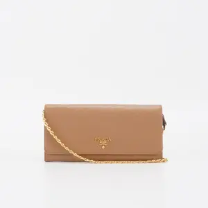 Pre-owned PRADA leather Crossbody Bags Beige Vitello Move Wallet on Chain BGP225049