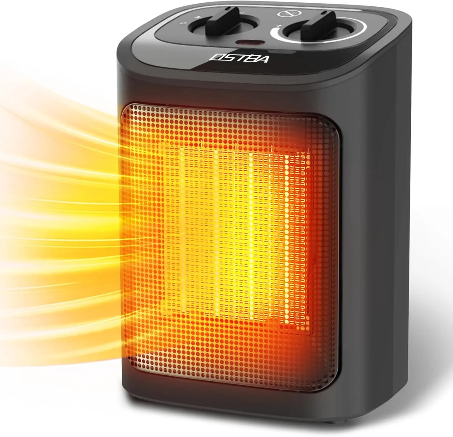 OSTBA Ceramic Space Heater, 1500W Portable Electric Heater with Adjustable Thermostat, Fan/Low/High Modes, Tip-Over & Overheat Protection, Indoor Small Space Heater for Bedroom Office,ETL Listed